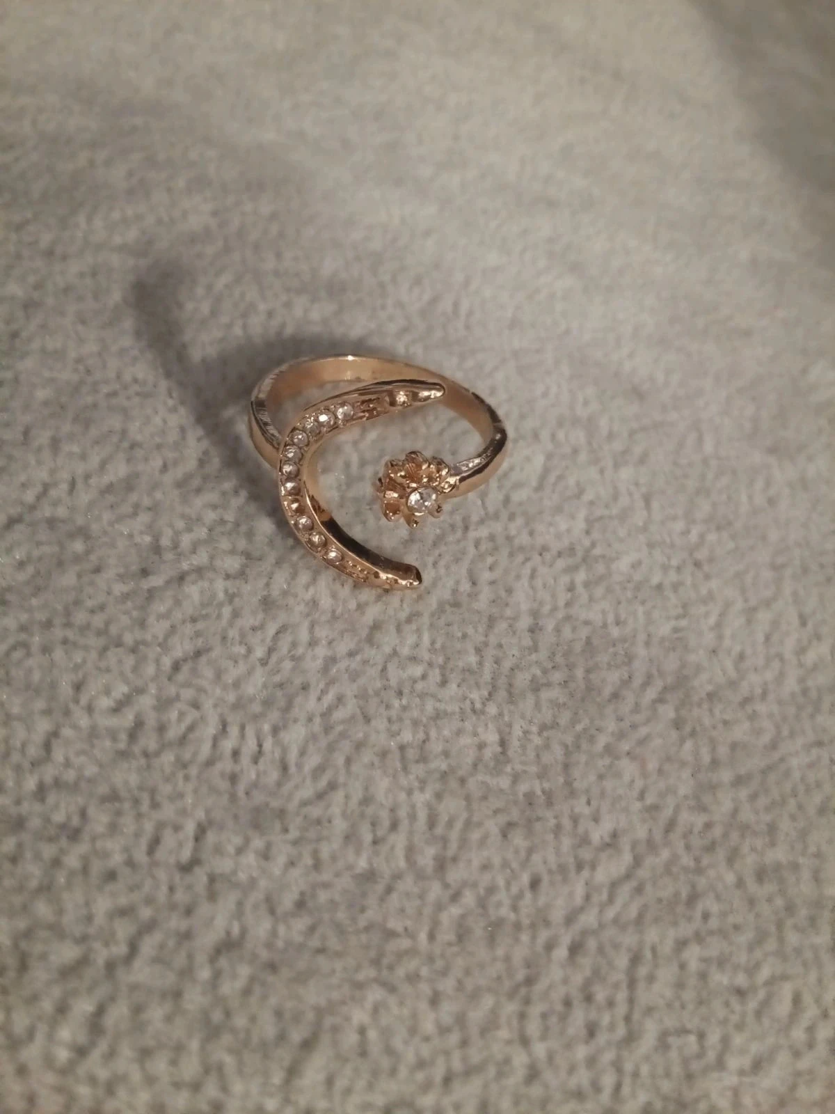 Bague bohème lune acier et zirconiums